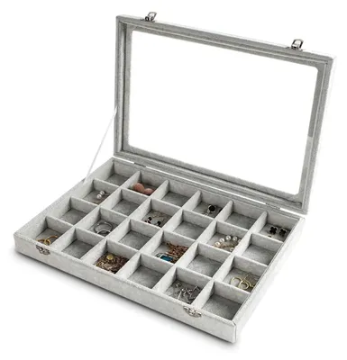 Image de Frebeauty Organiseur à bijoux 24 compartiments avec couvercle transparent