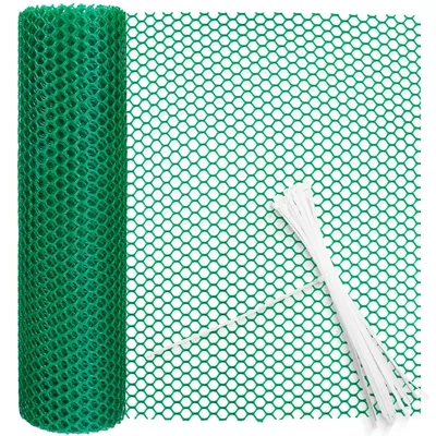 Obrázek produktu pro Drátěné pletivo plastové - Plotová síť pro drůbež - 40 cm x 9 m - Zelené - Šestiúhelníkové pletivo 3 mm - Na zahradu a balkon