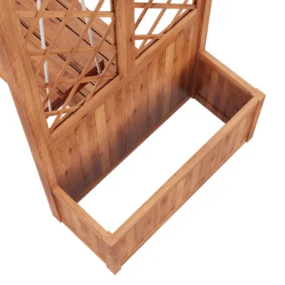 Image de Abrihome Jardinière avec treillis pour aider à grimper, jardinière en bois avec toit solaire et balançoire d'extérieur, brun
