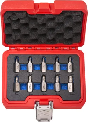 Immagine prodotto di Set di estrattori per viti svitate, rotte e danneggiate - 10 pezzi, argento - kit di rimozione con punte per trapano, estrattori, Quatros