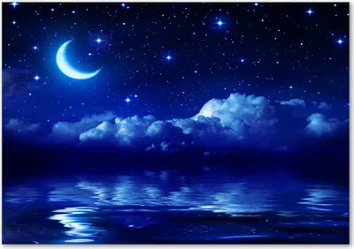 Produktbild von Tulup® Leinwandbild - 100x70 cm - Wandkunst - Drucke auf Leinwand - Leinwanddruck  - Landschaften - Blau - Himmel in der Nacht