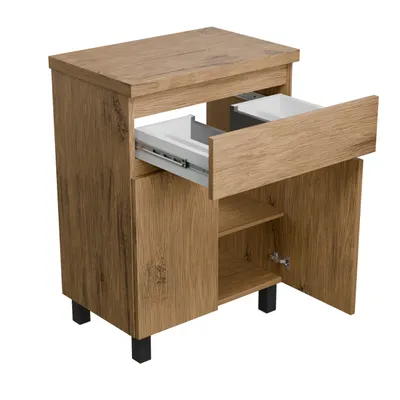Produktbild von Waschbeckenunterschrank Ariza Badunterschrank 2 Türen Badmöbelset Holz Gäste WC Toilette Schublade Aufsatzwaschbecken Regal Einlegeböden 60x40x85