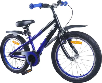 Image de vidaXL Vélo enfant 22 pouces pour enfants de 7 à 12 ans Bleu Noir
