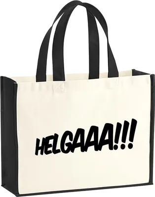 Produktbild von Huuraa Jutetasche Helgaaa Schriftzug 21 Liter Black Jute und Baumwolle Einkaufstasche Geschenkidee