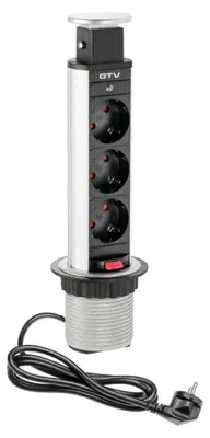 Produktbild von Einbau-Splitter 3 Steckdosen Mit Kabel Silber Gtv