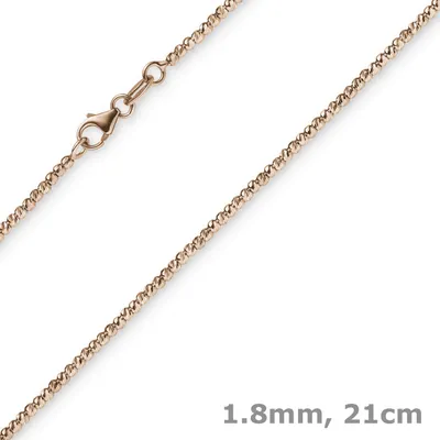 Produktbild von 1,8mm Armband Armkette Kugelkette diamantiert aus 750 Gold Rotgold 21cm
