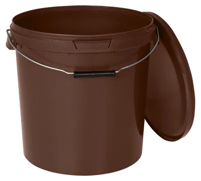 Image de BenBow Seau avec couvercle 20L x5 Marron - qualité alimentaire, stable, hermétique, anti-fuite, inodore - seau en plastique avec anse - vide