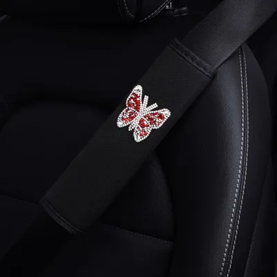 Productafbeelding van 2 stuks autoveiligheidsgordels schouderkussens met strass