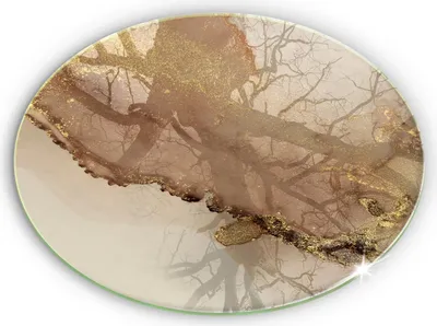 Produktbild von Grabkerze Untersetzer Glastafel Gummifüße Motiv - 30 cm - Abstraktion Gold