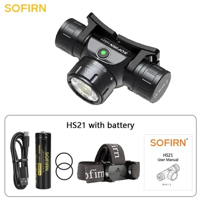 Immagine prodotto di Lampada frontale a LED - Modello HS21 - 2000 lumen - LED SFT40 - Ricaricabile tramite USB-C - Batteria 18650 - Sensore a infrarossi - Temperatura di colore: 6000–6500 K