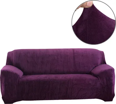 Produktbild von (3-Sitzer, Lila) Sofabezüge aus Stretch-Samt, rutschfeste Sofabezüge, Couchbezüge, elastischer Möbelschutz