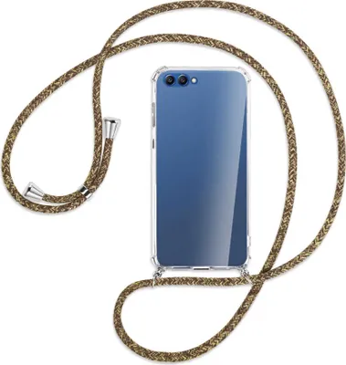 Produktbild von Handykette Backcover-Schutzhülle mit Band (Metall silberfarben) für Honor 10 - braun+beige