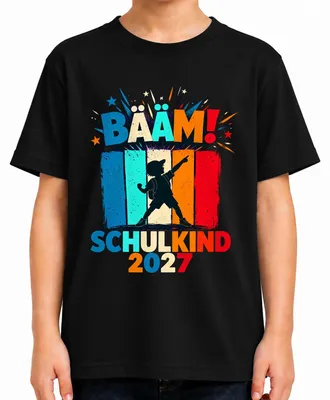Produktbild von Bääm Schulkind 2027 Einschulung Junge Grundschule Schulanfang Kinder T-Shirt, Schwarz, 140
