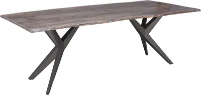 Image de MASSIVMOEBEL24 | Table à manger 140x90 Acacia laqué Gris taupe / Anthracite mat FREEFORM #19