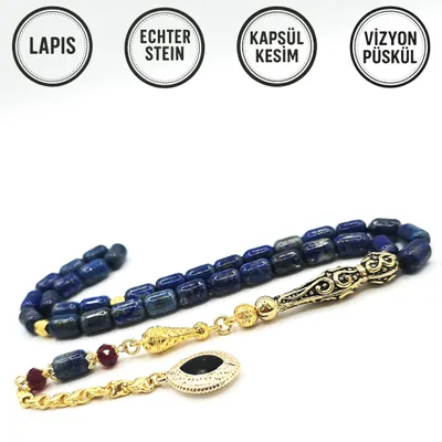 Produktbild von Tesbih Tespih LAPIS Echter Stein Rosary Prayerbeads Kapsül Subha Tasbih Misbaha Gebeteskette