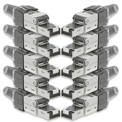 Produktbild von 10x Netzwerk Stecker CAT 7 Werkzeuglos RJ45 CAT7 Netzwerkstecker Netzwerkkabel