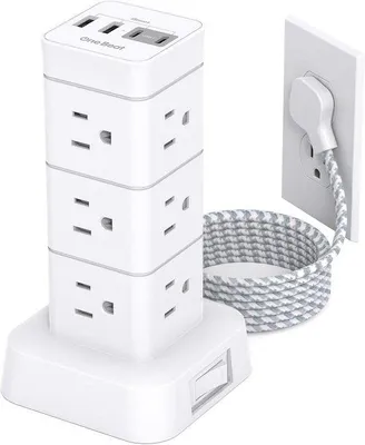 Produktbild von Netzsteckerblock mit 12 Steckdosen und 4 USB-Anschlüssen (inkl. USB-C) - Überlastschutz