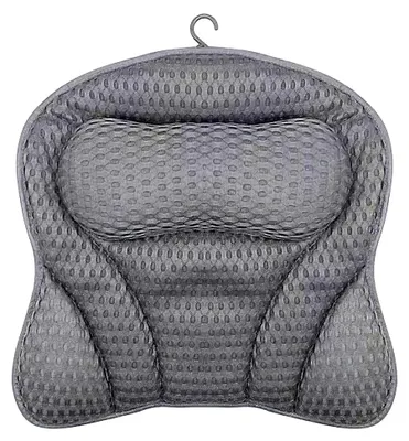 Produktbild von Badewannenkissen mit 6 starken Saugnäpfen und ergonomischer Passform, grau