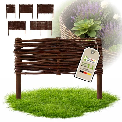 Obrázok produktu pre Floranica 1 kus Vŕbový plot 10 cm x 30 cm – Záhradný plot z vŕbového prútia Palisáda Prírodné oplotenie Ohraničenie záhona
