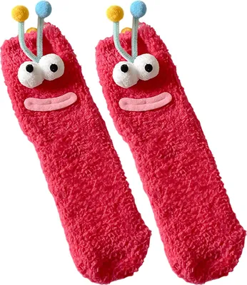 Produktbild von Lustige, flauschige Socken – niedliche Cartoon-Socken zum Drinnentragen, Schlafen, Urlaub, Geburtstag – Geschenkidee