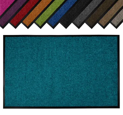 Produktbild von Fußmatte Schmutzfangmatte Wash Clean, maschinenwaschbar, rutschhemmend, 60 x 90 cm, Petrol