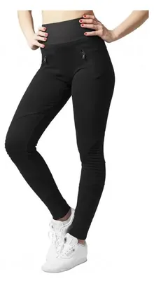 Productafbeelding van Dames leggings Urban Classics Interlock, hoge taille, zwart/zwart - maat M
