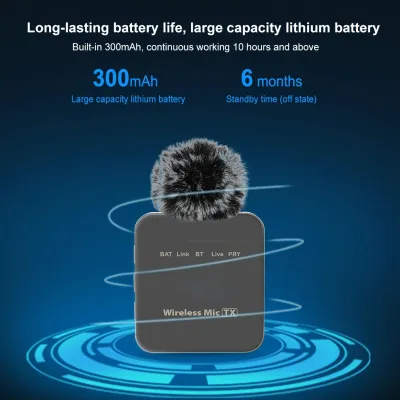 Obrázek produktu pro Sada bezdrátového mikrofonu 2,4 G s mikrofony Lavalier s nízkou latencí pro živé streamování videí a rozhovorů na vlogu
