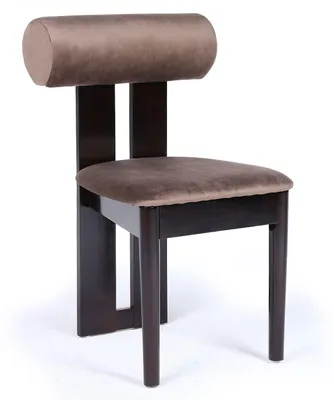 Image de MENZZO Chaise de salle à manger style intemporel Tuboli Bois foncé et Velours Marron