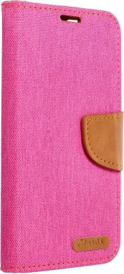 Produktbild von Elegante Buch-Tasche Hülle Fancy "Canvas"Book-Style Kartenfächer Wallet Schale kompatibel mit iPhone 14 Plus Rosa