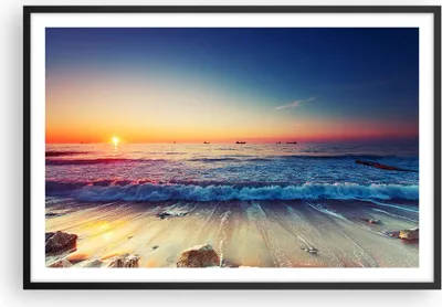 Produktbild von Gerahmtes Poster - Schwarzer Rahmen - Meer Strand Welle - 91,5x61 cm - Wand Bild - Wanddeko - Wandbilder - Kunstposter - Wandposter - Bilderrahmen - Bilder - Kunstdruck - Wandbild - P2BAA91x61-3613