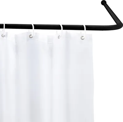 Produktbild von WENKO verstellbare Winkelstange Universal in Schwarz Bad Duschen Aluminium Badezimmer