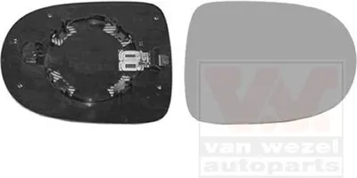 Produktbild von VAN WEZEL Spiegelglas Außenspiegel Rechts für RENAULT TWINGO II (CN0) Konvex Beheizbar 4372838