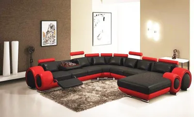 Produktbild von Wohnlandschaft Ecksofa U-Form Ledersofa Polster