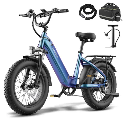 Produktbild von E-Bike 20×4,0 Fat-Reifen, 48 V 20 Ah 100 km Reichweite, 40 mm Federung, schillerndes Blau-Lila