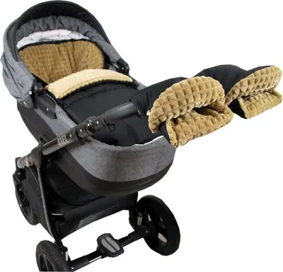 Produktbild von BABYLUX Fußsack 90cm MINKY Kinderwagen Buggy Babyschale Schwarz + Beige + Handmuff