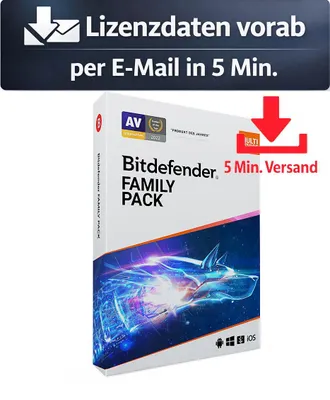 Produktbild von Bitdefender Family Pack (15 Device - 1 Jahr) DACH ESD Antivirus Sicherheit 5 Min. Versand als Download per Mail