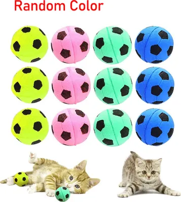 Produktbild von 12 Stück Schaumstoff-Fußbälle, Spielzeug für Katzen, weiche Schaumstoffbälle für geräuschloses, federndes, interaktives Ballspielzeug für Haustiere