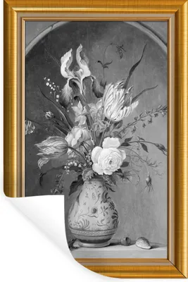 Obrázok produktu pre MuchoWow® Nálepka na stenu - Zátišie - maliar - rám - zlatý - 80x120cm - Samolepiaca a polohovateľná