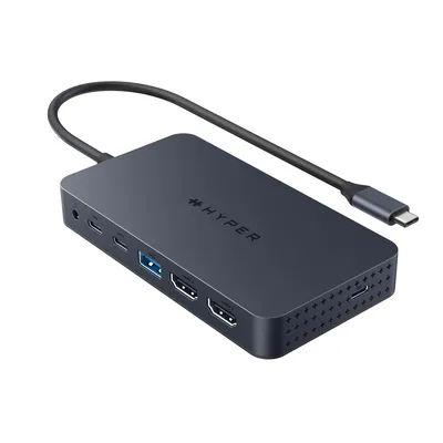 Productafbeelding van HyperDrive Next - Dockingstation - voor smartphone, tablet, notebook, laptop - USB-C / USB4 / Thunderbolt 3 / Thunderbolt 4 - 2 x HDMI - 1GbE