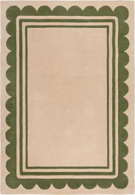 Imagen del producto de Alfombra Lois Scallop Green, 160x230 cm, hecha a mano