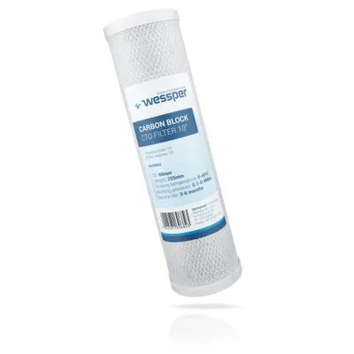 Produktbild von WESSPER 10" Wasserfilter Kartusche Ersatzfilter Sedimentfilter aus Carbon Block WICKEL Filter 10 Zoll Feinheit 5µ für Osmoseanlage Umkehrosmose Filteranlage Filtergehäuse Trinkwasser Brunnenwasser