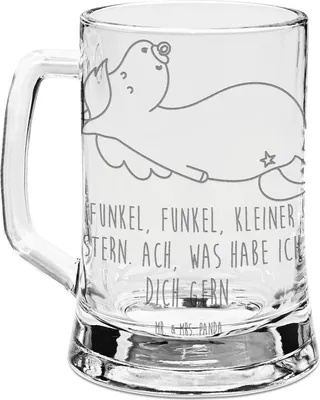 Produktbild von Mr. & Mrs. Panda Krug Einhorn Schnuller - Transparent - Geschenk, Baby, Geburt, Humpen, Geburtstag, Bierhumpen, Unicorn, Mutter, Einhörner, Seidel, Mama, Gravur Bierkrug