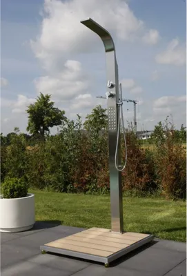 Produktbild von Eichenwald Modell 70 Gartendusche Helena mit WPC Plattform sandfarbig