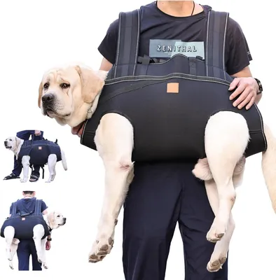 Produktbild von Hundegeschirr-Rucksack für große Hunde, Ganzkörper-Tragetuch mit Griff, Rehabilitationsträger für Treppen/Autos, alte Gelenkverletzungen, Arthritis, Unterstützung der Hinterbeine, bis zu 37,6 kg