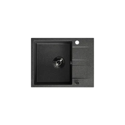 Produktbild von Granitspüle 1-Becken schwarz 44x56 mit Abtropffläche inkl. Siphon