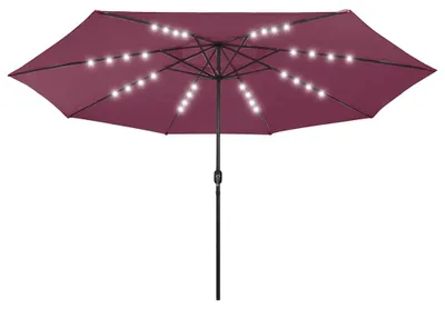 Produktbild von vidaXL Sonnenschirm mit LED-Beleuchtung 400 cm Bordeaux