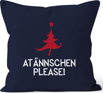 Produktbild von Kissenbezug Atännschen please! Weihnachts-Deko-Kissen Geschenk MoonWorks® navy unisize