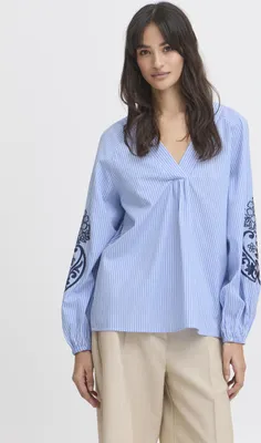 Produktbild von b.young BYHEMMA Damen Bluse Tunika Hemdbluse 100% Baumwolle A-Linie