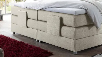 Produktbild von Boxspringbett Manolo 2 in Stoff creme mit Motor 180x200 cm