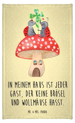 Produktbild von Mr. & Mrs. Panda Handtuch Marienkäfer Fliegenpilz - Gelb Pastell - Geschenk, gäste wc, Fleigenpilzhaus, Frotteetuch, Zuhause, Lustige Sprüche, Gästetuch, Wohnung, Klein